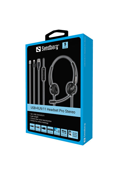Sandberg USB+RJ9/11 Headset Pro Stereo, 126-30