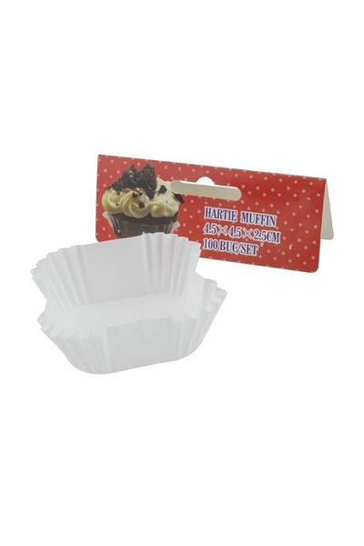 gogiva Muffin Paper Set, Square, White, 4.5x4.5x2.5 cm, 100 pcs