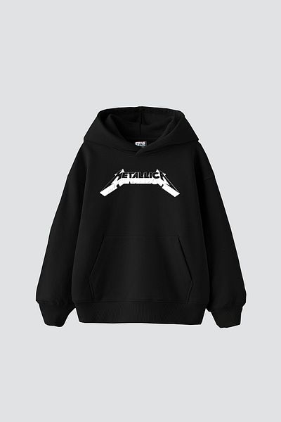 Bak Moda Metallica and Justice for All Printed Oversize Women's Black Hoodie