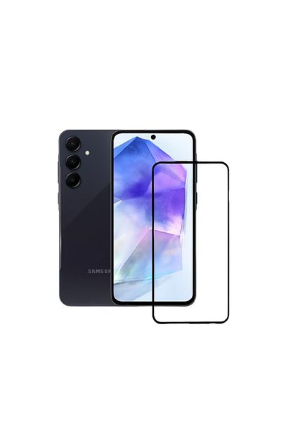 REDz Accessories Tempered Glass Film, Samsung Galaxy A55, 9H Anti-Shock, Full Screen, Black Edges