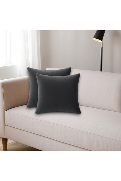 Harnicuta Set of 2 Grey Velvet Decorative Pillows 70x70 Cm, Pdp0317_70x70