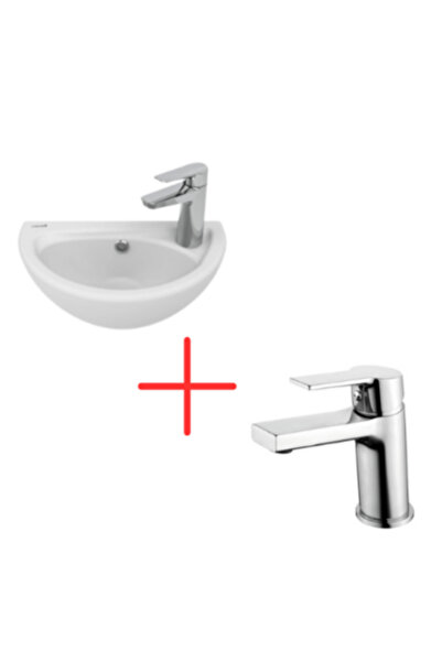 Creavit Oval Lavabo 23X40 cm Beyaz Ve Luna Lavabo Bataryası (TP040+LN1500)