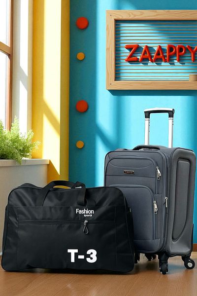 ZAAPPY Soft Material 20 Inch (7-10kg) Luggage Lightweight Cabin Size - Durable T3 Duffle Bag Combo