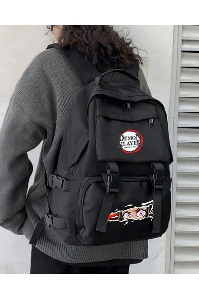 Touz Moda Geantă de școală cu spate Palaska imprimată Demon Slayer
