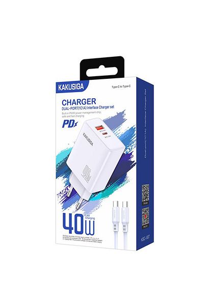 REDz Accessories KSC-937 Adapter Pack with 1M Type-C Cable, Compatible with iPhone 15/16 and Android, 40W, White