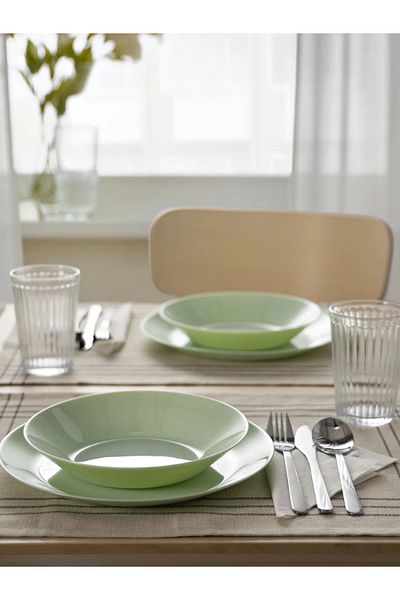 TAGESAN Oftast 6 Pieces 20 cm Light Green Plates, 6-Piece Dinner Plates, Toughened Tempered Glass
