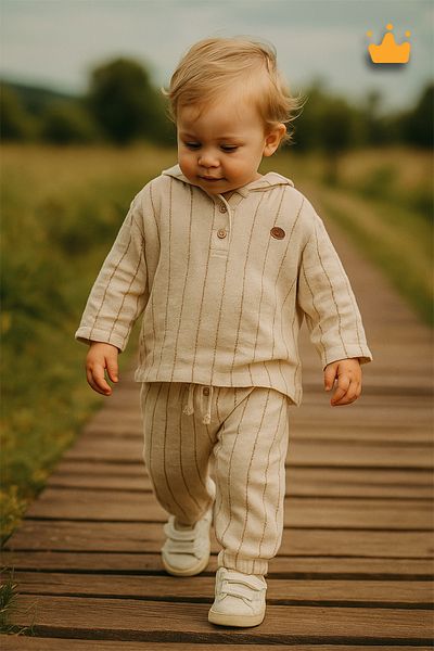 Babyhola 0-2 Years 100% Cotton Linen Hooded Top Bottom 2-Piece Baby Boy Kids Set 2209