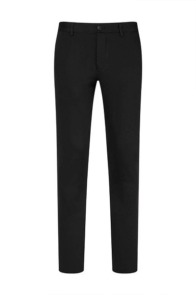 Hatemoğlu Black Relaxed Cut Cotton Canvas Trousers with Side Pockets