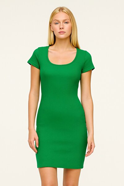 CATSPY Rochie cu mânecă scurtă cu coaste pentru damă
