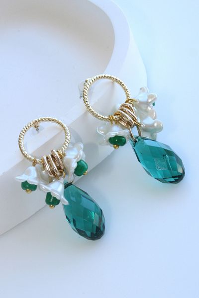 Leo'Stone Special Series Multicolor Pearl Flower Women's Steel Earrings
