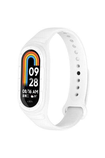 REDz Accessories Sport Strap for Xiaomi Mi Band 8 / Band 9, Adjustable with Button, Silicone, White