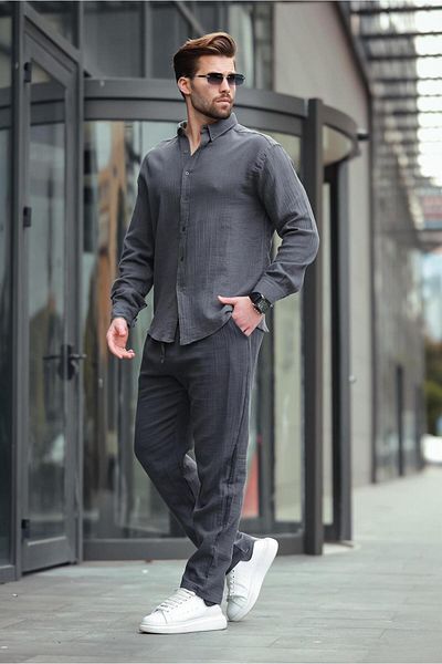 Madmext Smoked Shirt Pants Men's Double Suit E7322