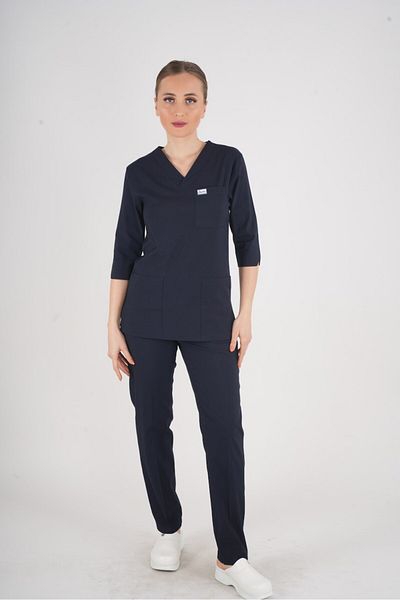 Nur Medikal Giyim Uniformă unisex bleumarin violet model scrubs pentru doctori și asistente