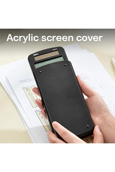 Deli آلة حاسبة علمية ED991EX -552F-10+2 رقم - سوداء - مثالية للاستخدام الأكاديمي والمهني