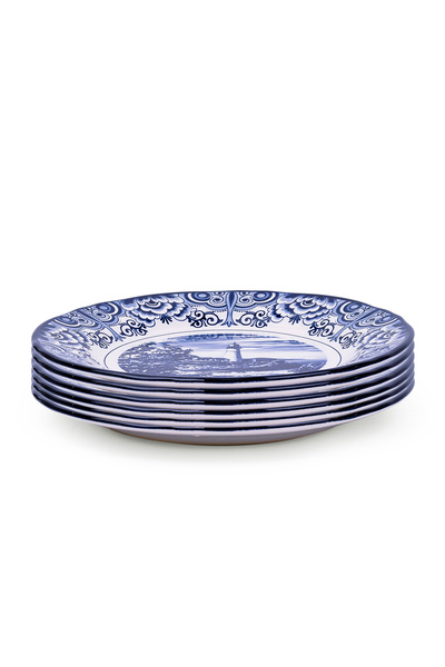 Claytan Lighthouse Blue 8-Inch Ceramic Salad Plate (Set of 6)