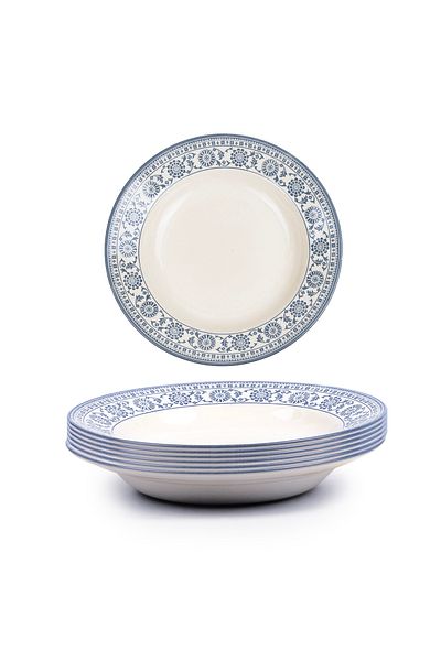 Claytan Plethora 8 inch Ceramic Salad Plate (Grey & White, Set Of 6)