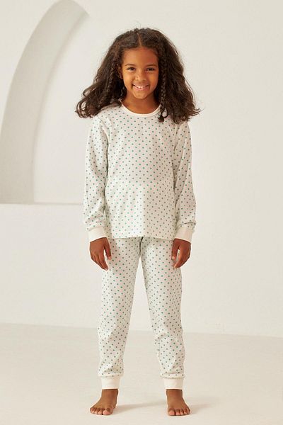 Katia&Bony Polka Dot Pattern Children's Pajama Set Ecru