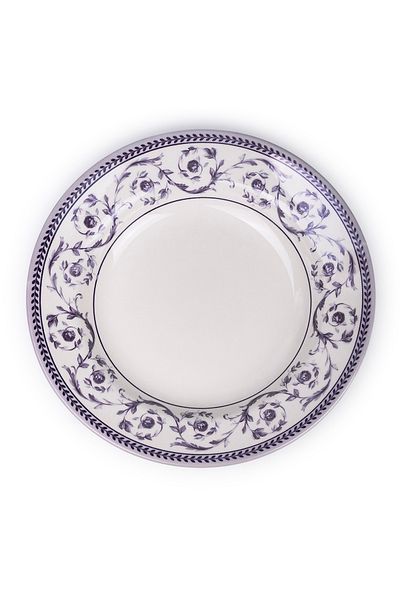 Claytan Callista 9.1 inch Ceramic Soup Plate (Purple & White, Set Of 6)