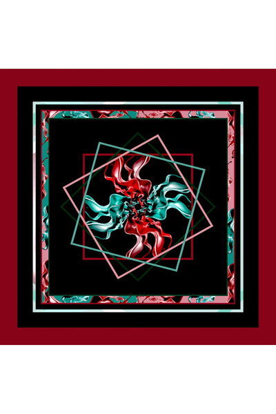 Sultan İpek İç Içe Geçmiş Kare Figürü Desenli Fular/bandana 48x48