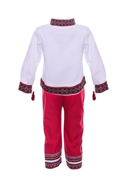 OEM Boys' folk costume, 2 pieces, red blouse and pants, 3-4 years