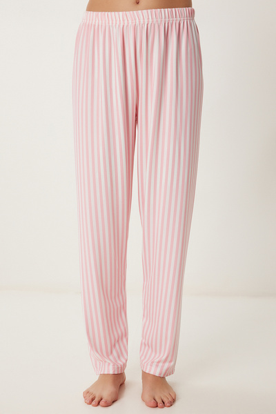 Lovelyİstanbul Patterned Flexible Soft Textured Pajama Set Lfp0004 Pink