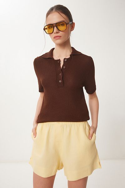 Lovelyİstanbul Polo Neck Seasonal Knitwear Blouse Lyy0091 Brown