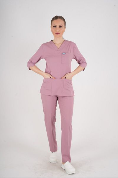 Nur Medikal Giyim Uniformă unisex pudră violet model Scrubs Suit Doctor Nurse