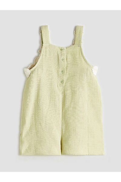 LC Waikiki LCW Kids 100% COTTON Πράσινο λουλούδι Κεντημένο κοριτσίστικο φόρμα ΜΟΥΣΛΙΝΑ ΛΕΠΤΟ ΎΦΑΣΜΑ