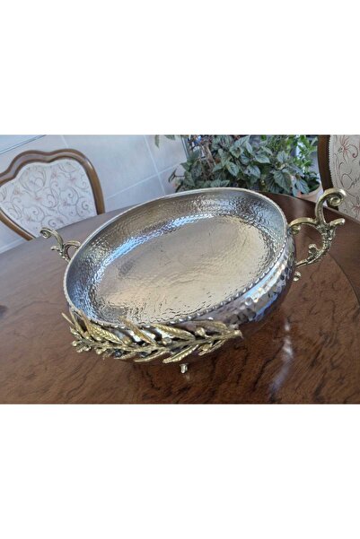 ASKUR ÇİÇEK MOTİFLİ BAKIR MEYVELİK SUNUMLUK