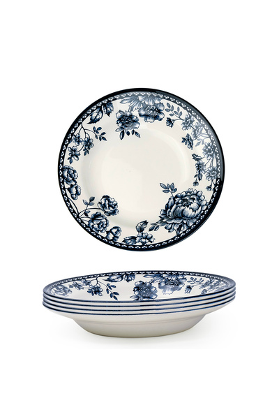 Claytan Rhapsody 9-Inch Dark Blue Ceramic Soup Plate (Set of 4)
