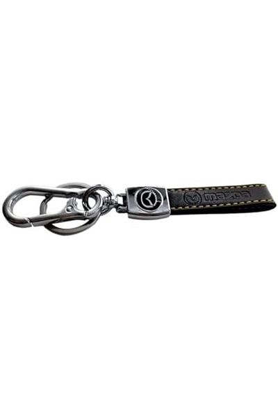 Mazda PU Leather Strap Keychain, Car Key Chain Metal Ring, Home Key Chain 1 Pcs