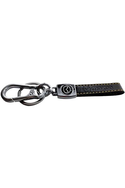 Mazda PU Leather Strap Keychain, Car Key Chain Metal Ring, Home Key Chain 1 Pcs