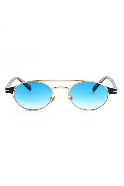 Angel Eyes Oval Design Gold Black Frame Blue Glass Women & Men Sunglasses Db1042/S