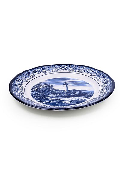 Claytan Lighthouse Blue 12-Inch Ceramic Chop Plate (Set of 1)