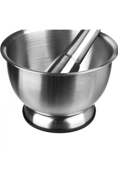FİVE Stainless steel mortar and pestle for herbs and spices, Five, 12x8 cm