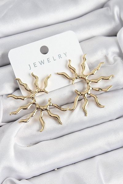 Celira Brass Sun Model Gold Color Women's Earrings