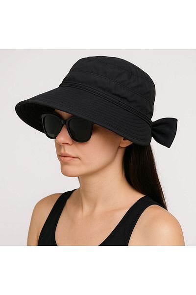 SFCOLLECTION Women Wide Brim Top-Opening Zip-Up Adjustable Back Visor Hat Sun Hat Beach Hat