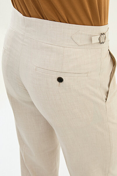 Mcr Ανδρικό παντελόνι Flat Slim Fit με πόρπη στη μέση Stone - 38319.25Y