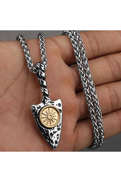 FG KONNİCHİWA 100% Steel Necklace Gothic Scandinavian Cross Viking Style Gothic Necklace Stainless Colorfast