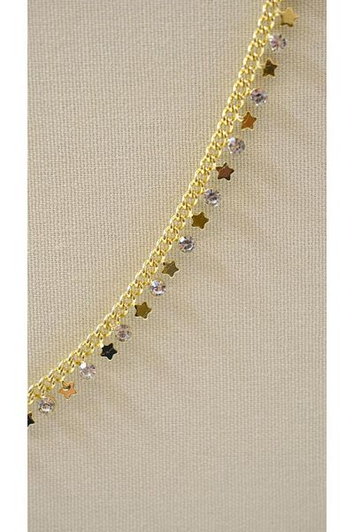 Jerie Gold Star and Stone Detail Anklet