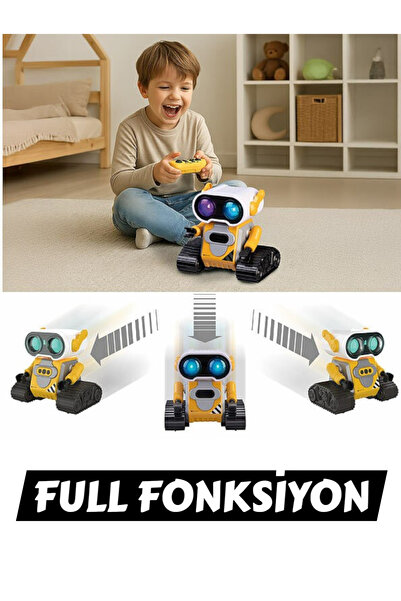 YILDIRIM OYUNCAK Uzaktan Kumandalı Sesli Işıklı Full Fonksiyon Müzikli 13 cm Sevimli Robot-360 Derece Rotasyon Robot