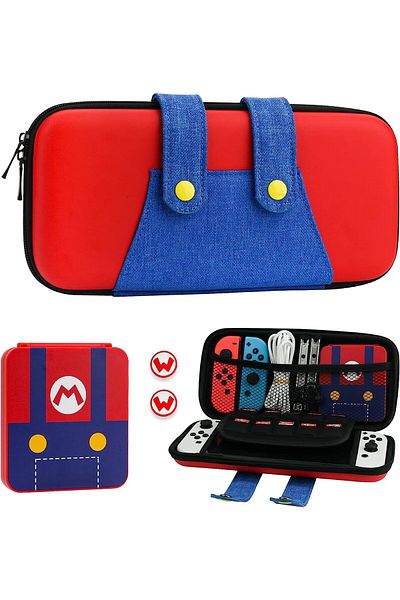NO N4ME Nintendo Switch and Switch OLED Carrying Case with Super Mario Theme - Includes Game Holder and Thum
