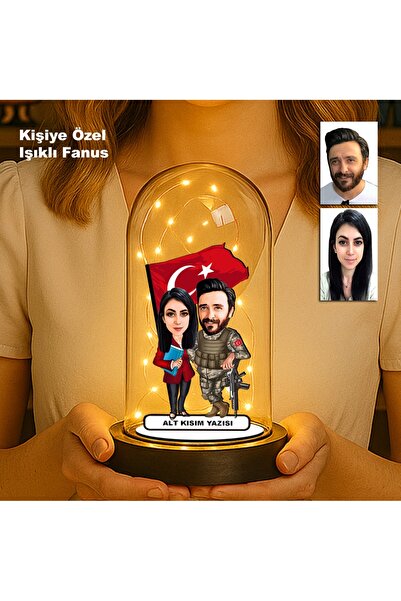 MK Sanart Kişiye Özel Çift Karikatür Fanus | Sevgili ve Evlilere Özel Işıklı ...