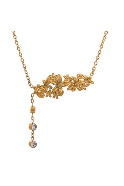 Eva Grace Amaris necklace, gold, with floral pendant, made of 18K gold-plated stainless steel