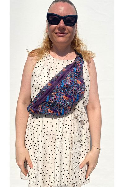 TALKING DREAMS Purple Pattern Faux Leather Waist Bag