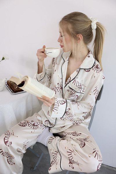 Meral Özgenç Patterned Long Sleeve Pajama Set