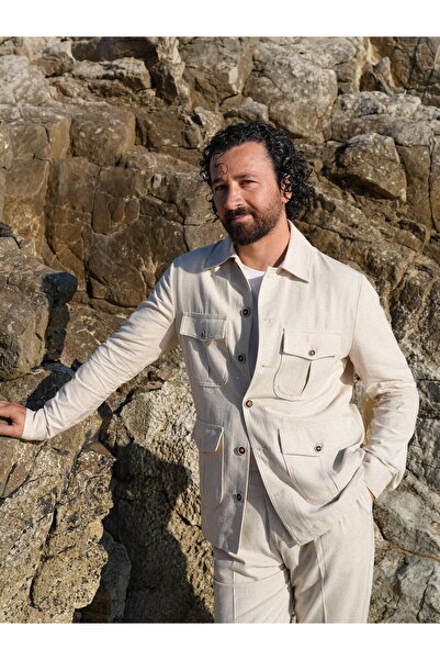 PAREZ Erkek Slim Fit İtalyan Stil Safari Takım Ceket Pantolon