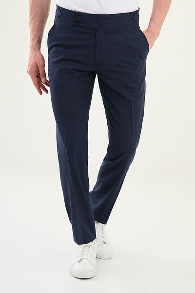 Mcr Straight Slim Fit Men's Trousers with Buckle Waist Navy Blue - 38319.25Y