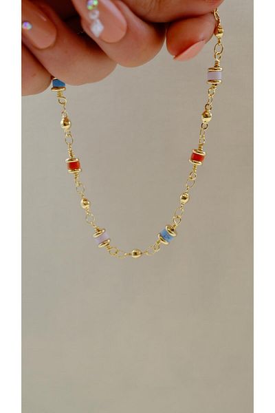 Jerie Gold Colored Topcuk Detail Anklet