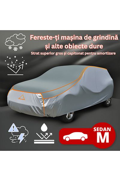 Tim Prelată auto impermeabilă anti-grindină, material premium, strat suplimentar elastic, Sedan M